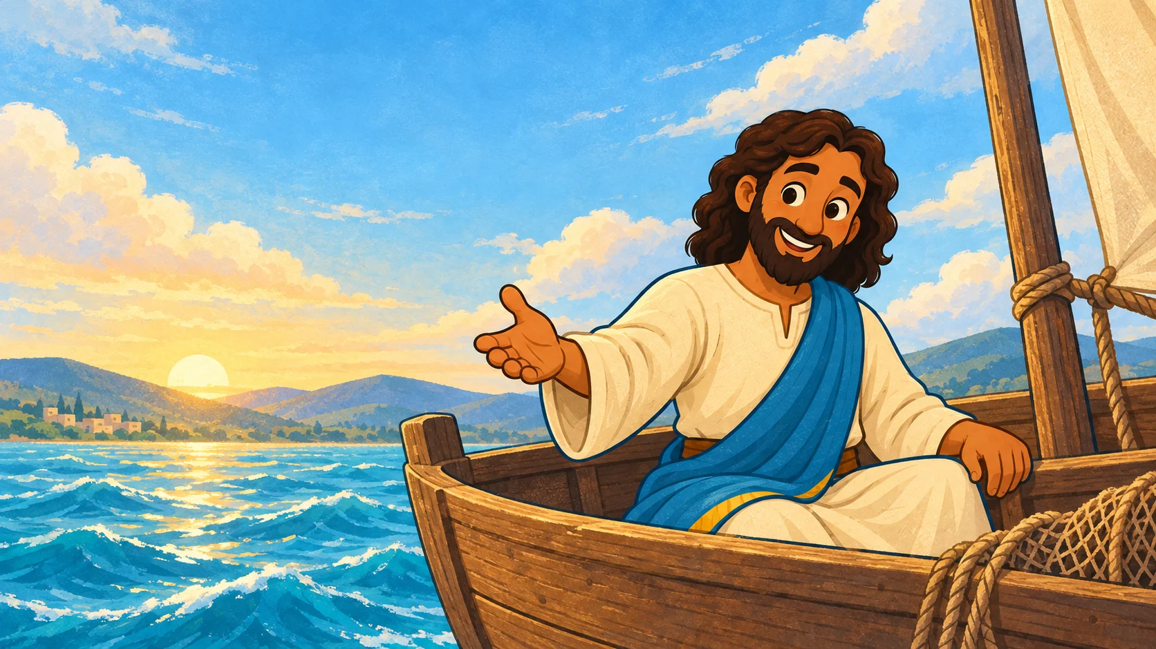 Ilustración de Jesús durante su recorrido por Galilea.